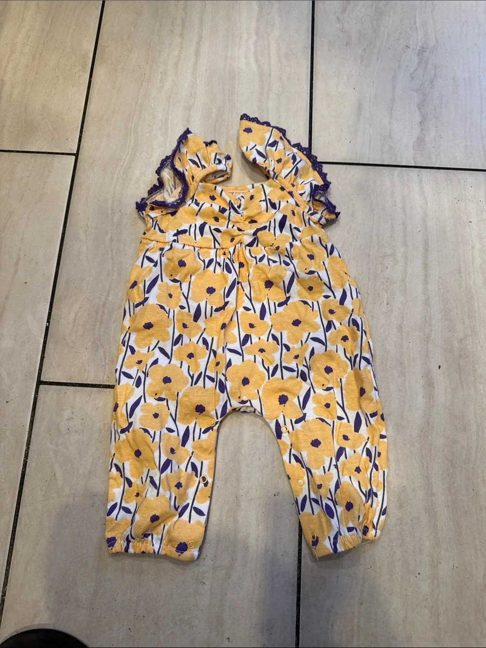 Yellow Floral Ruffle Baby Romper